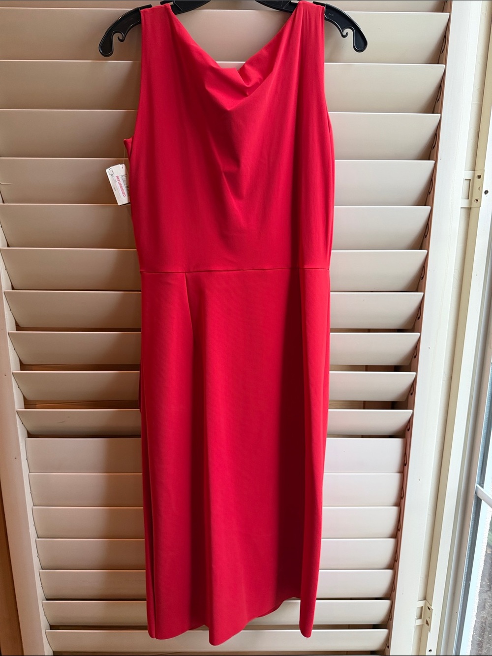 Chiara Boni Vibrant Red Cowl Neck Sheath Dress